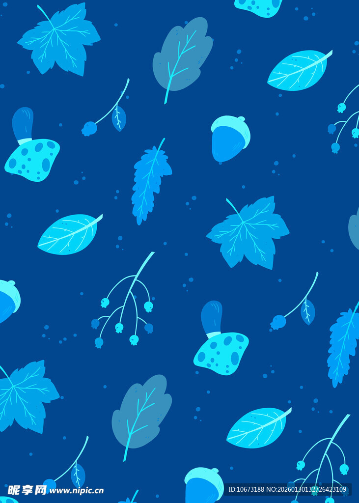 蓝色梦幻树叶图案背景