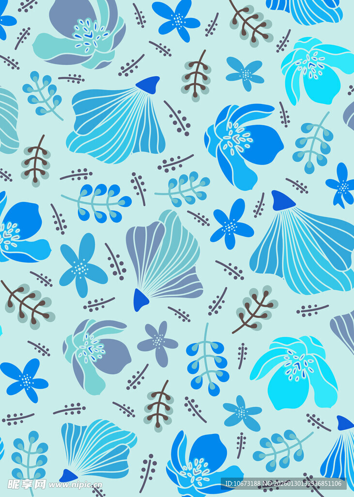 海洋元素无缝图案背景