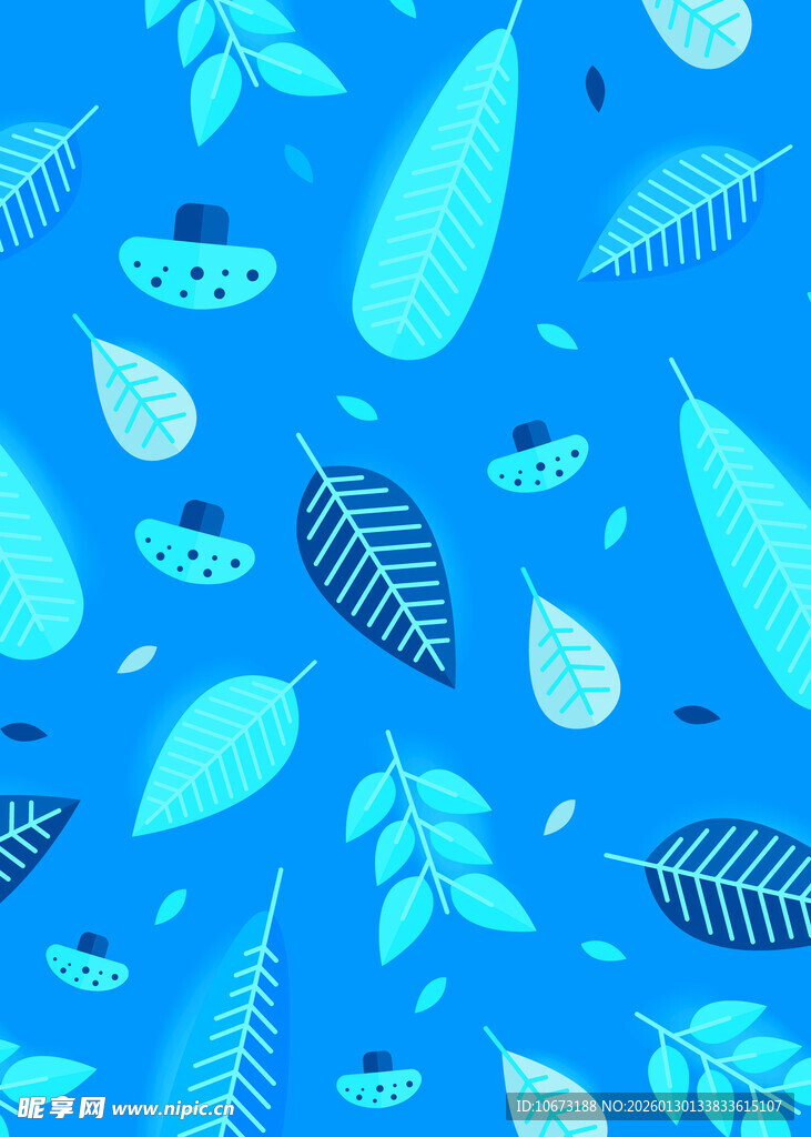 蓝色叶形图案背景纹理