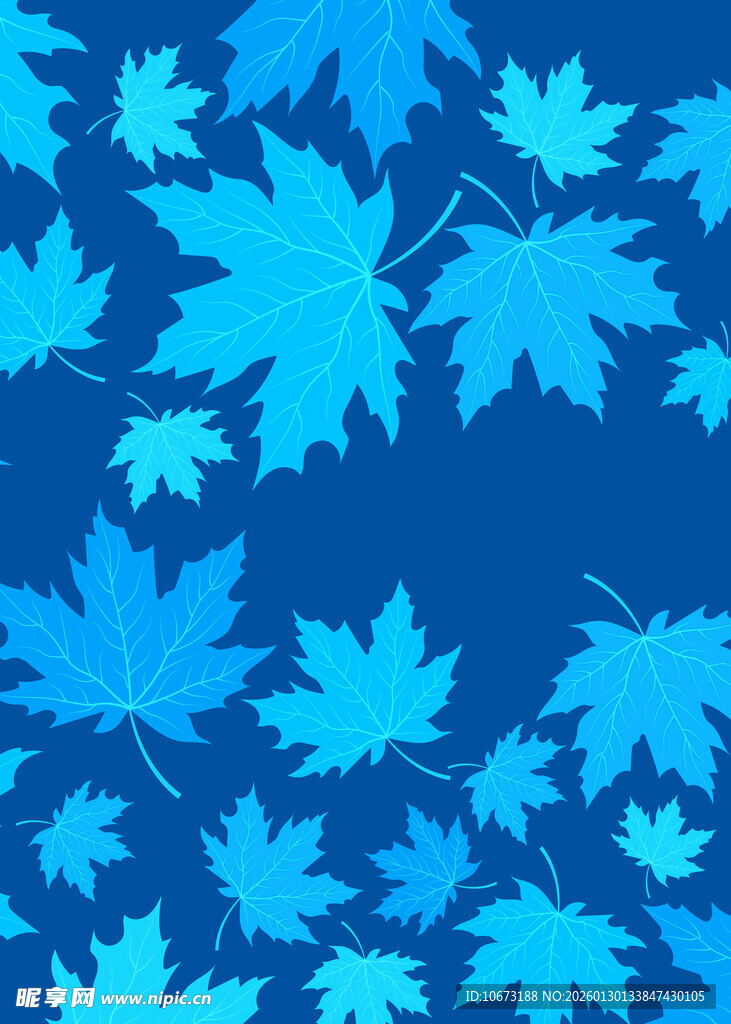 蓝色枫叶图案背景