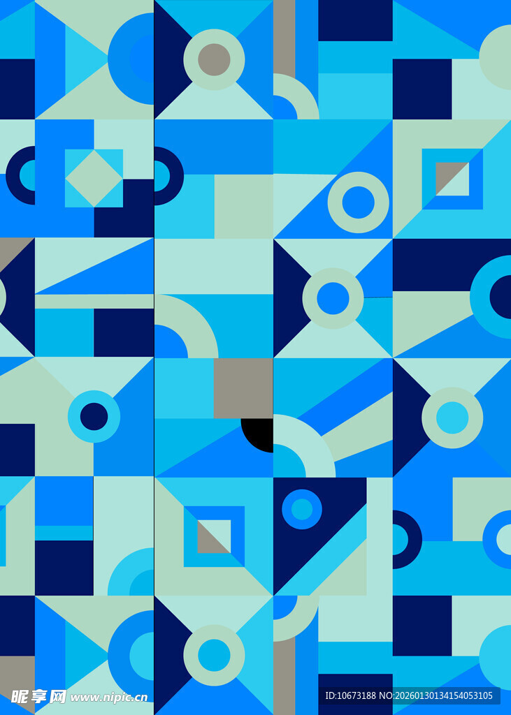 蓝调几何抽象图案背景