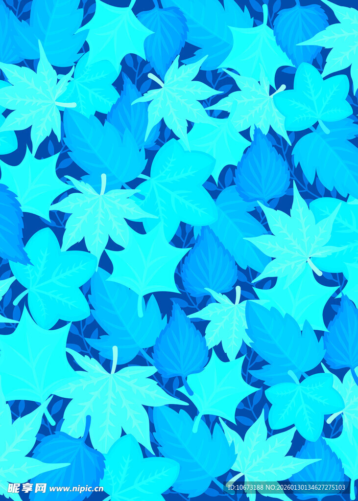 蓝色枫叶图案背景