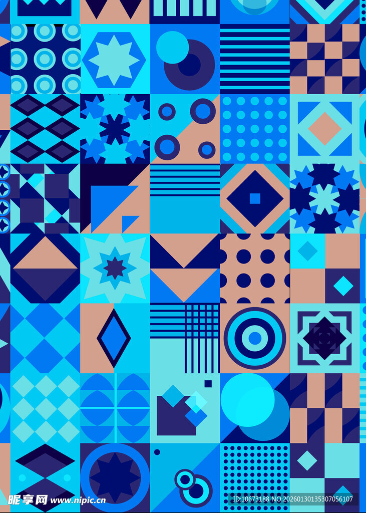 几何图案拼接的多彩背景