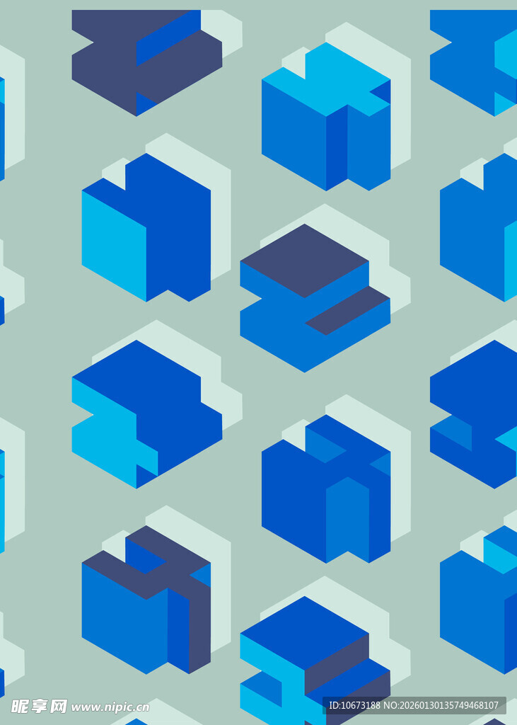 蓝色立体几何图案背景