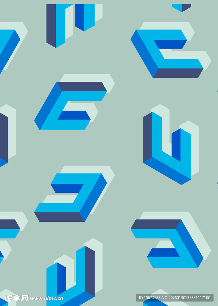 立体字母几何图案背景