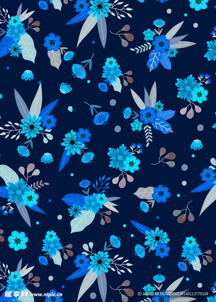 蓝色花卉图案背景纹理