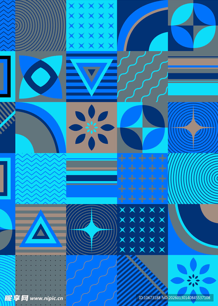 蓝色几何图案抽象背景图