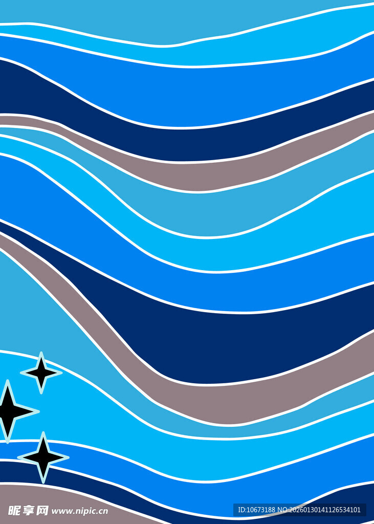 蓝色波浪抽象海洋图案