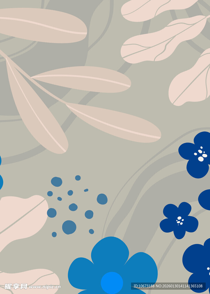 蓝白花卉植物图案背景