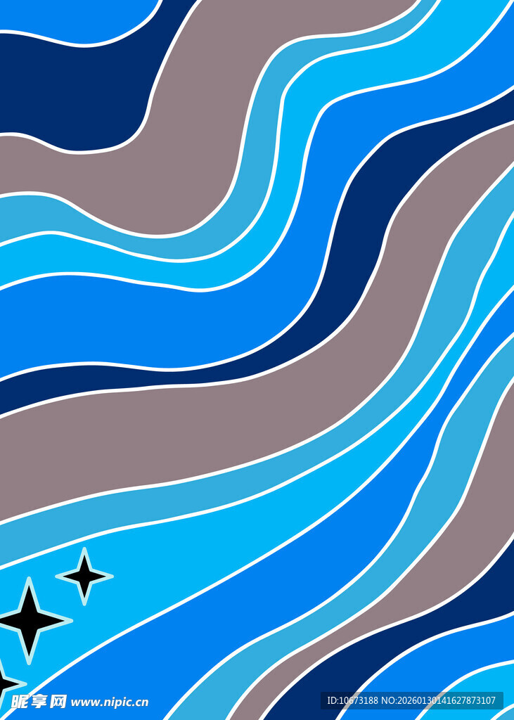 蓝色波浪抽象背景图案