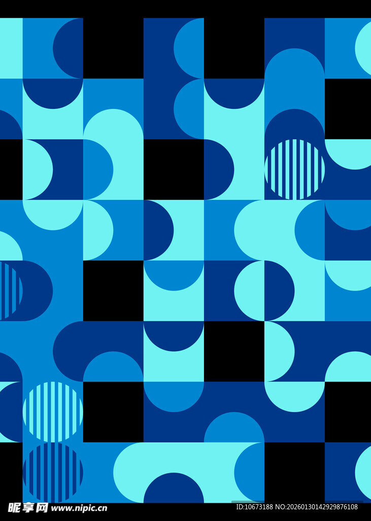 蓝调几何抽象图案设计