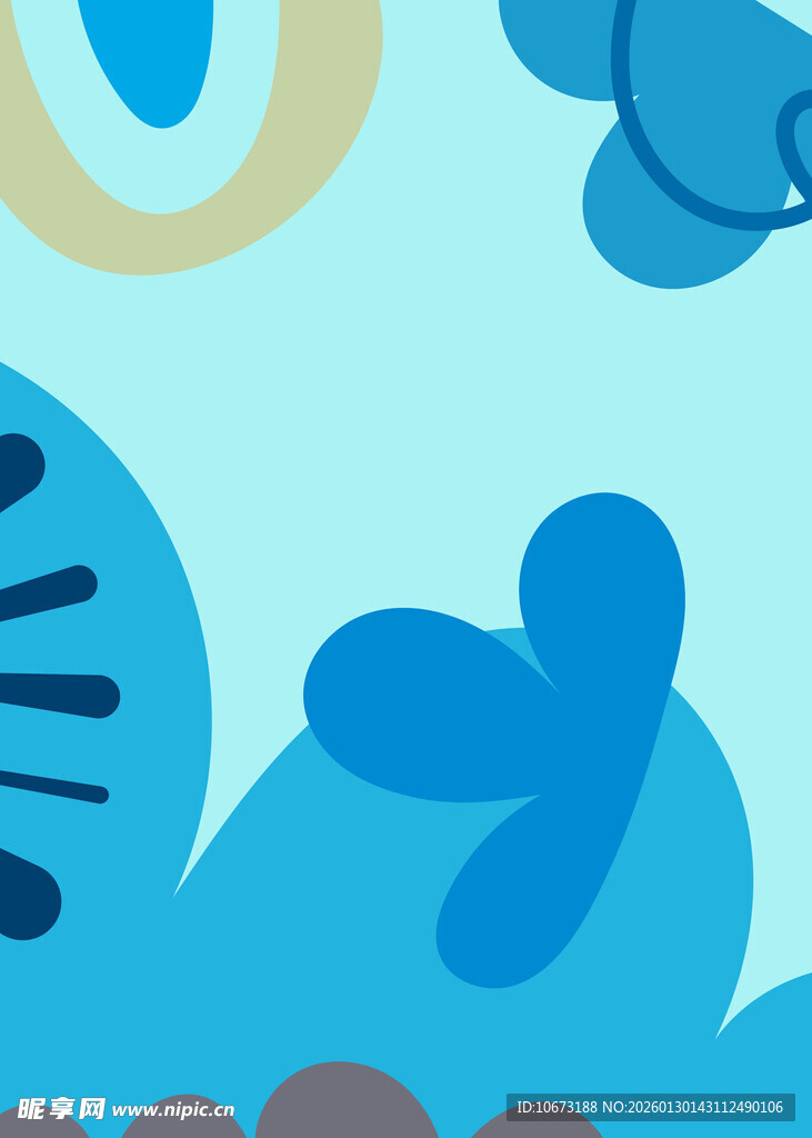 清新蓝调抽象图案元素