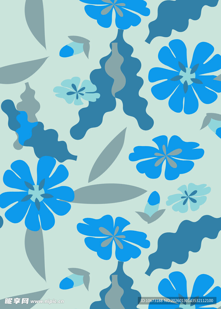 蓝色花卉图案背景设计