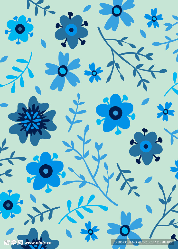 蓝色花卉图案背景