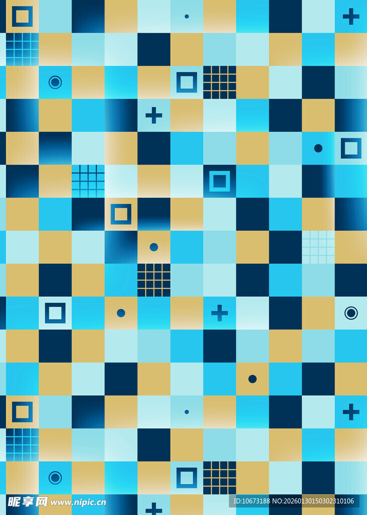 蓝黄几何图案无缝背景