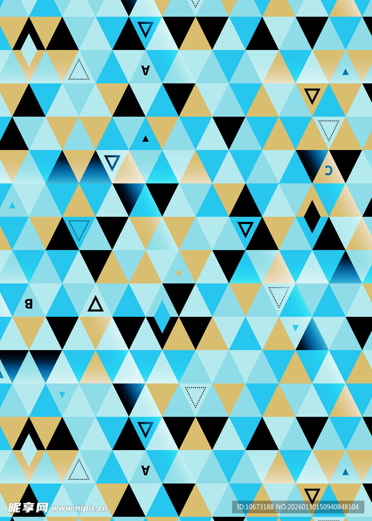 蓝黄几何三角图案背景