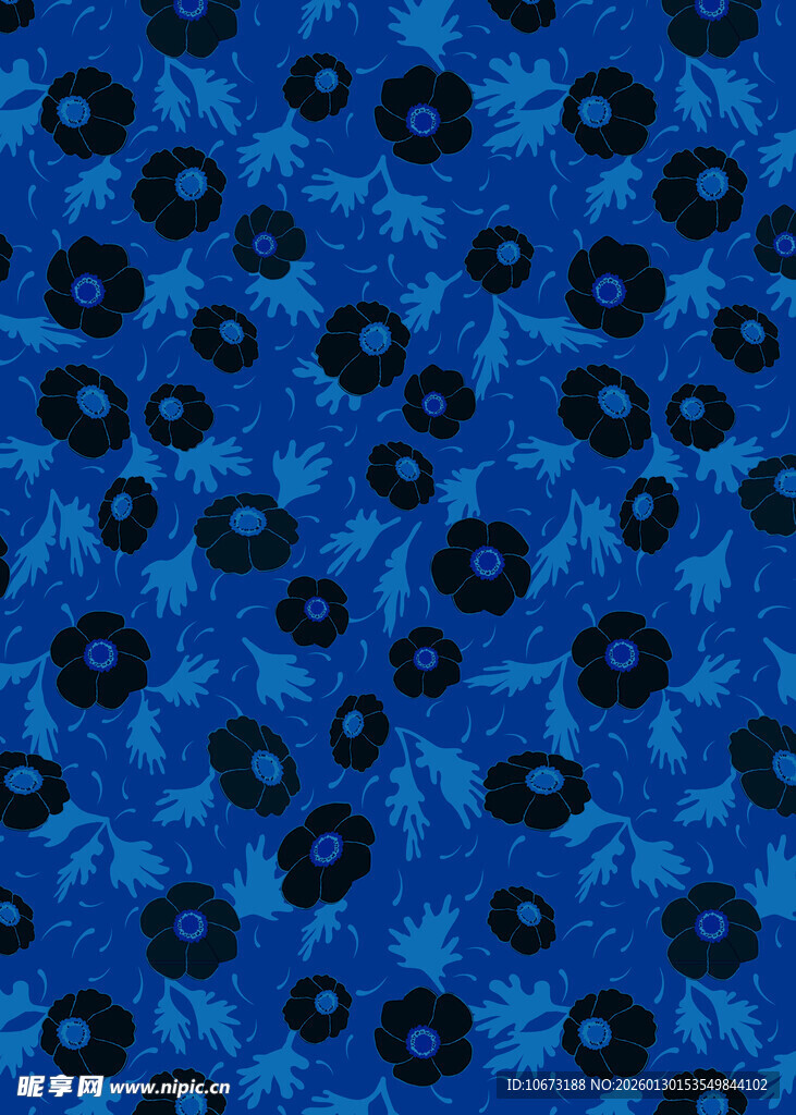 蓝色豹纹图案布料纹理