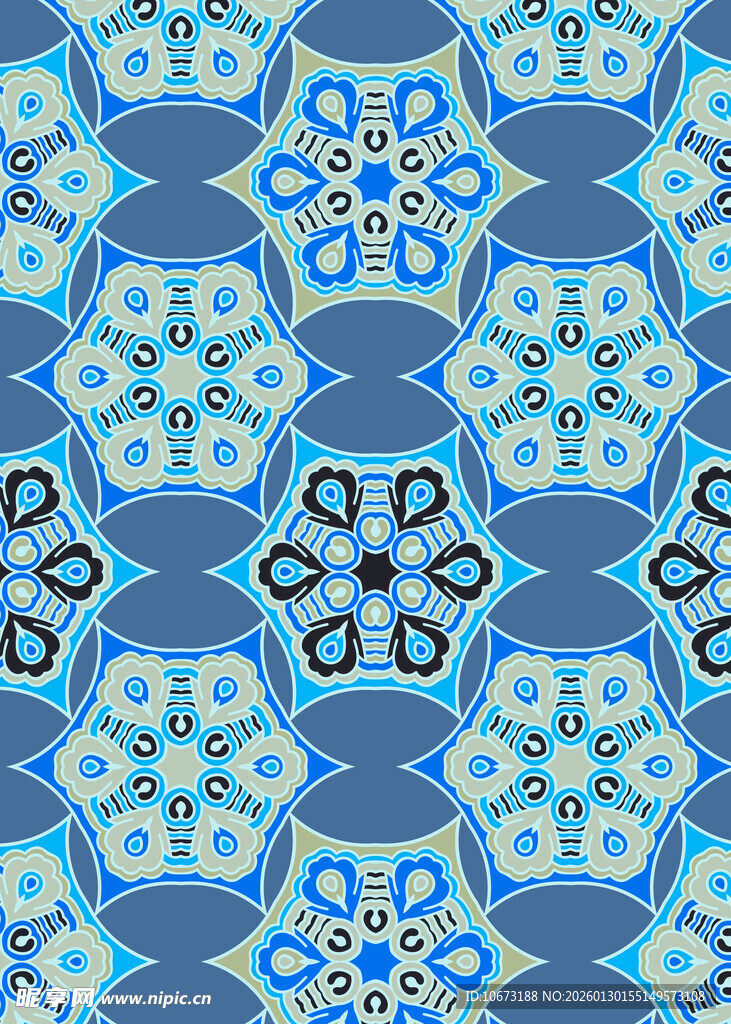 蓝色几何花纹图案背景