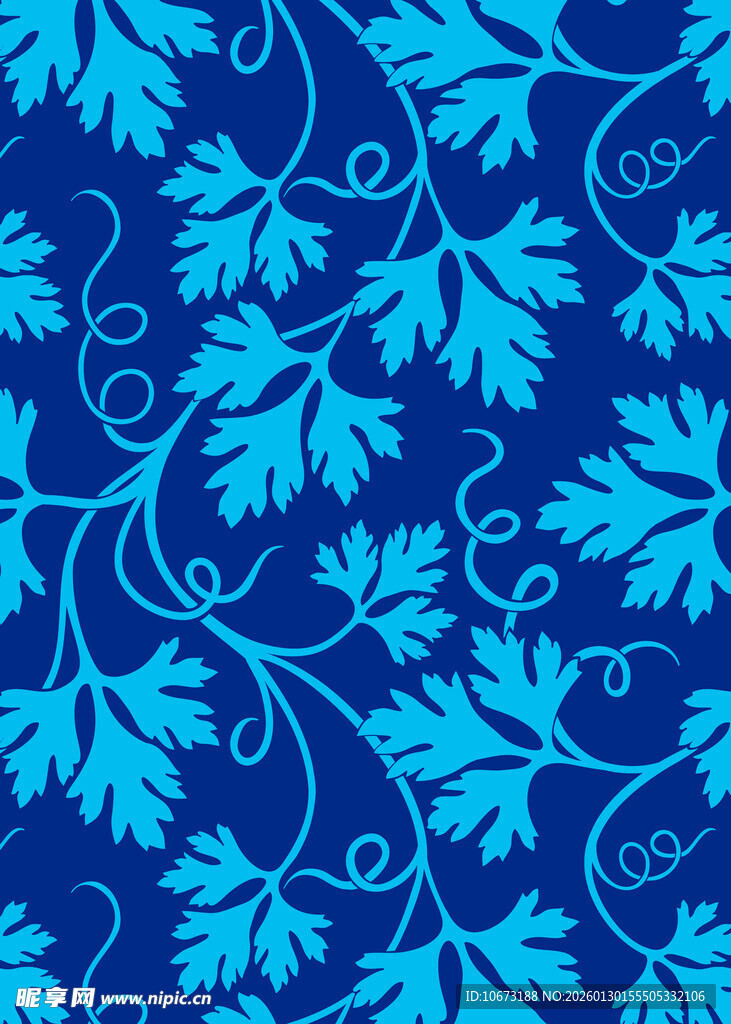 蓝色藤蔓花纹图案背景