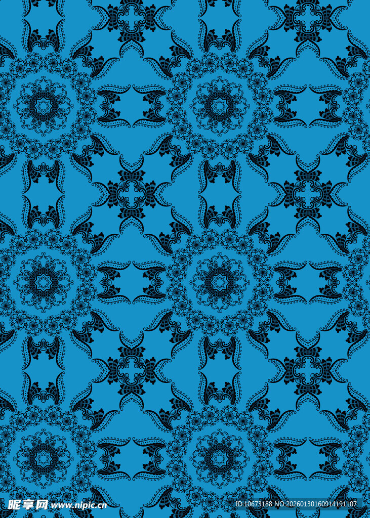 蓝色几何花纹无缝图案