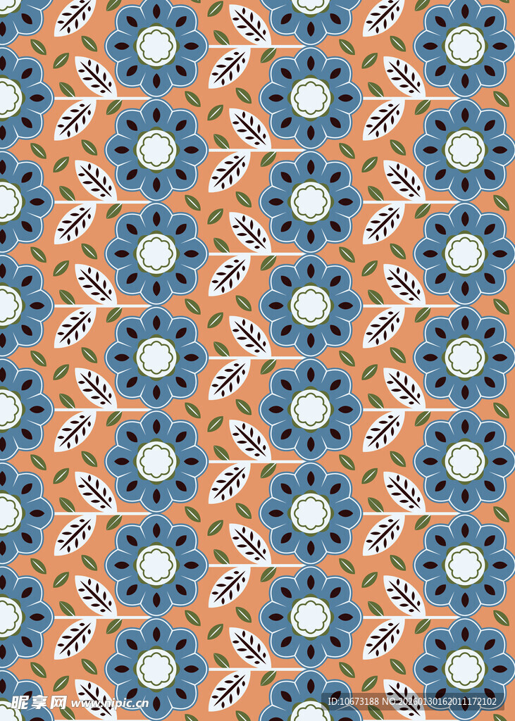 蓝橙几何花纹图案