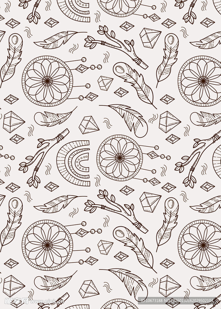 手绘民族风花纹图案背景