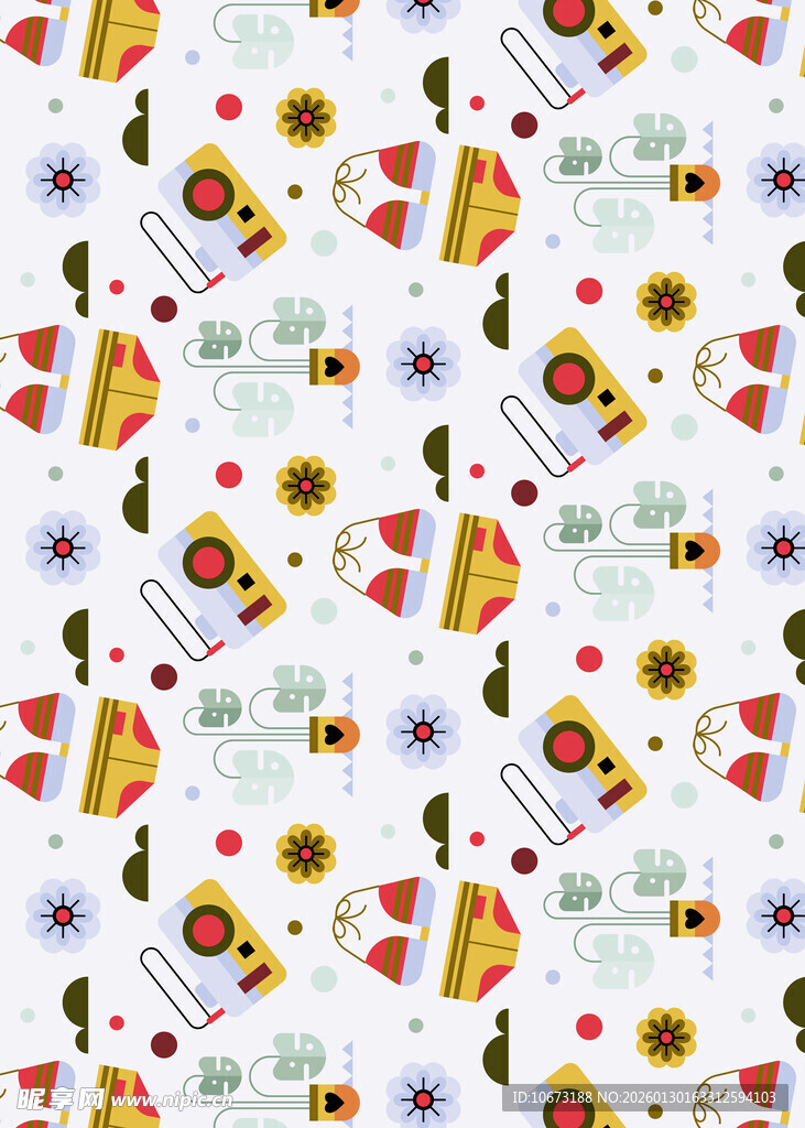 多彩卡通图案无缝背景