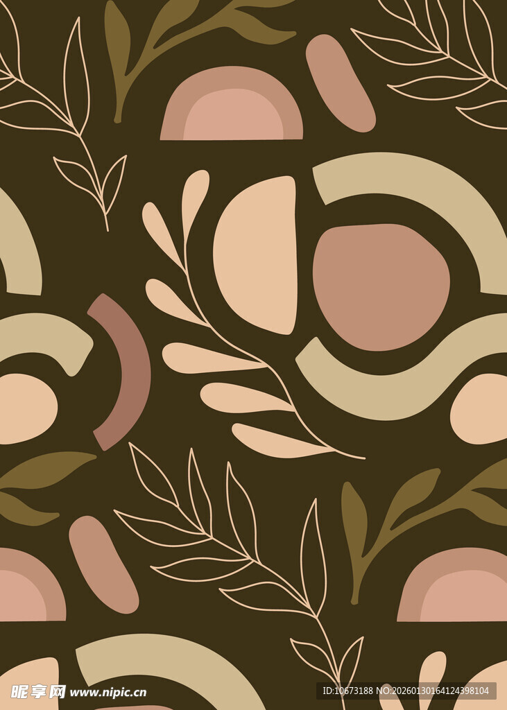 复古风几何植物图案背景