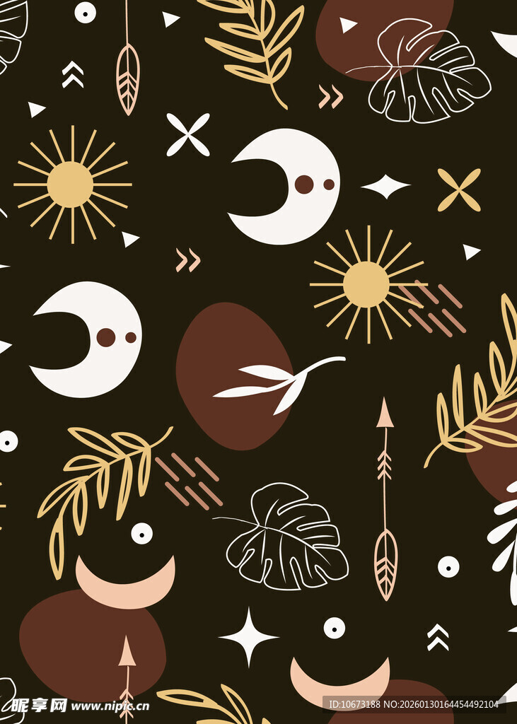 神秘梦幻自然元素图案