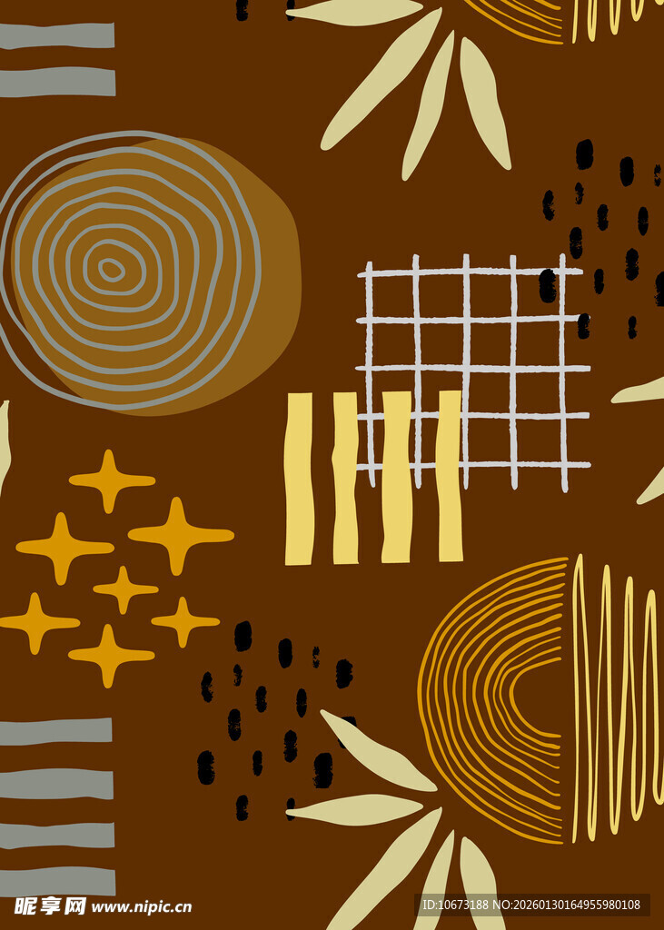 几何植物图案背景纹理