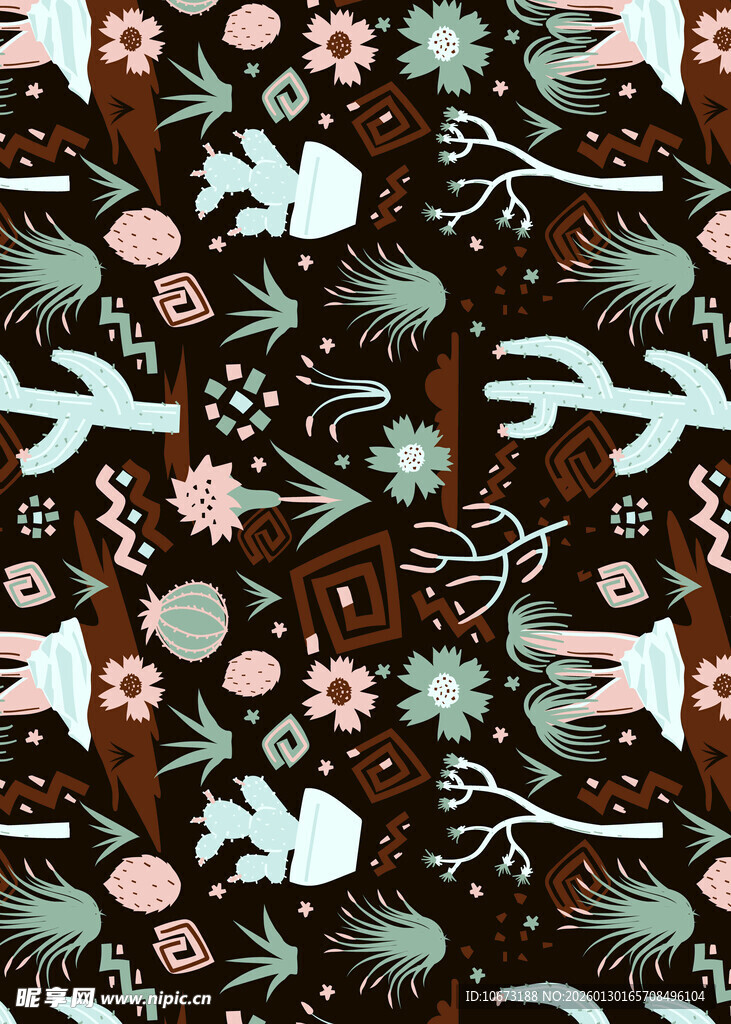 复古风动植物图案背景