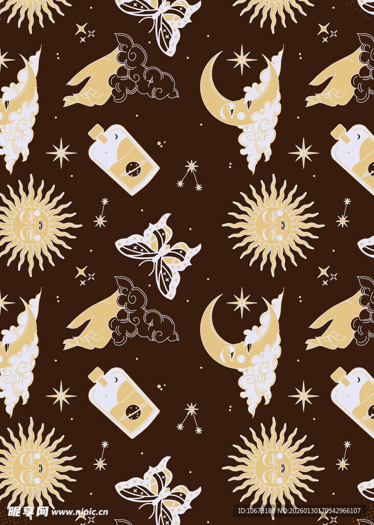 星空宇宙元素无缝图案