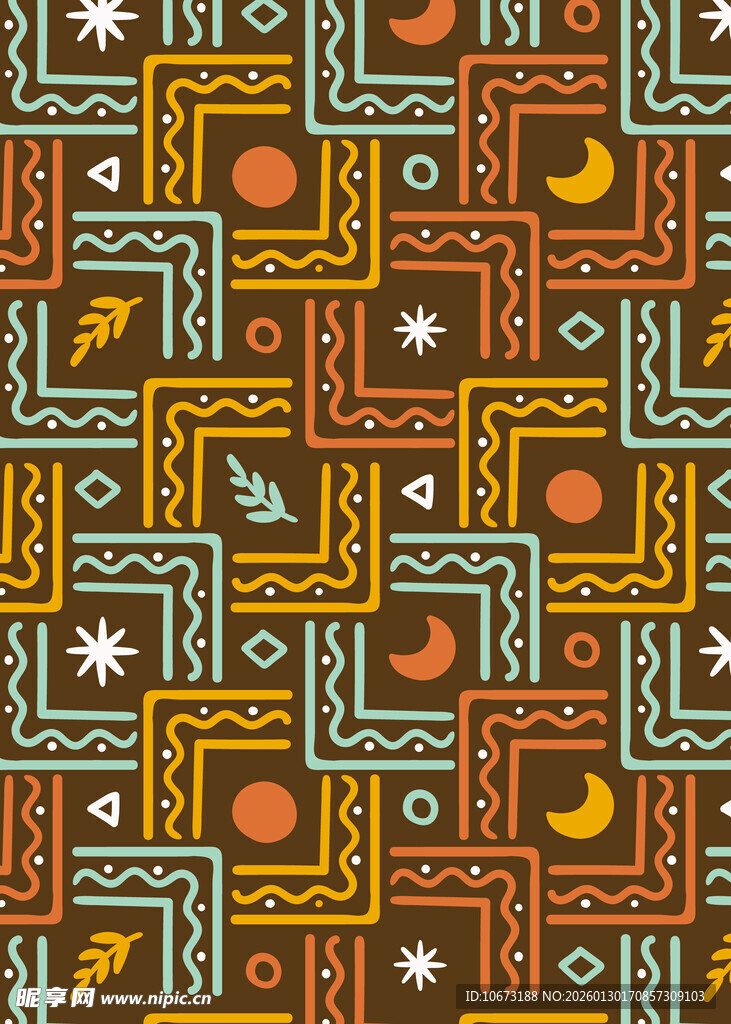 复古几何图案无缝背景图