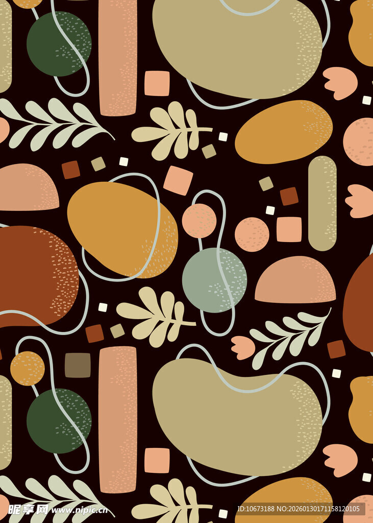 抽象几何植物图案背景