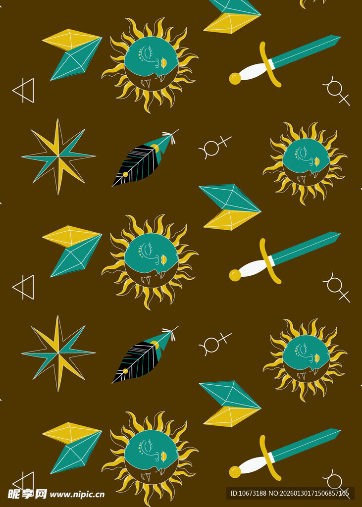 太阳昆虫图案的几何背景图