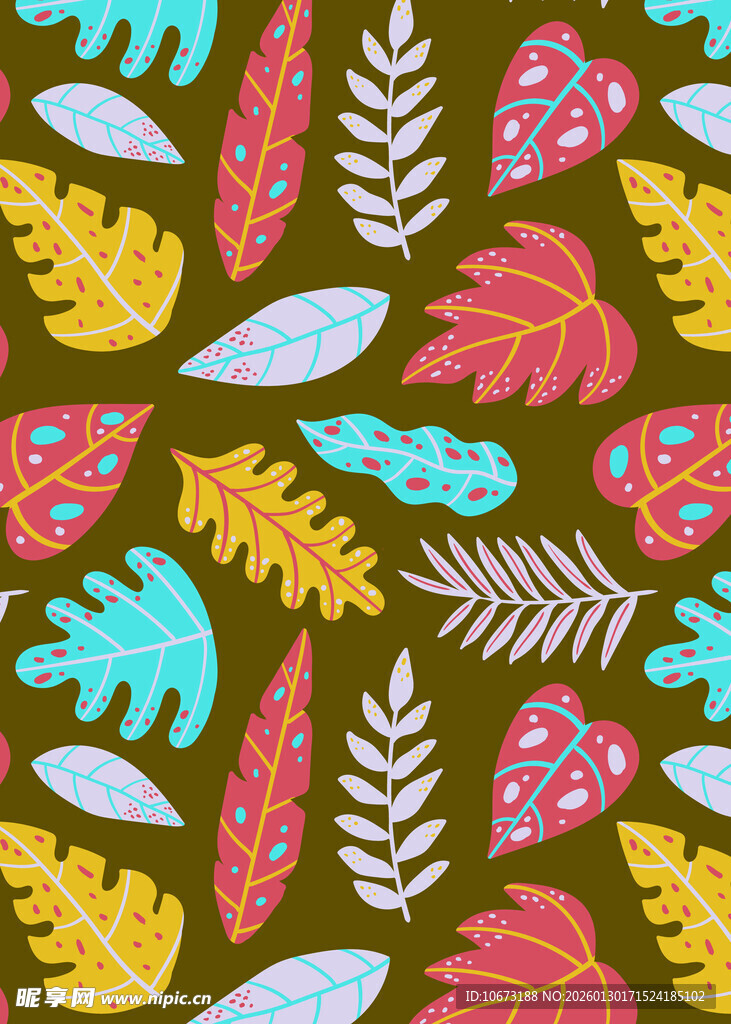 多彩手绘植物图案背景