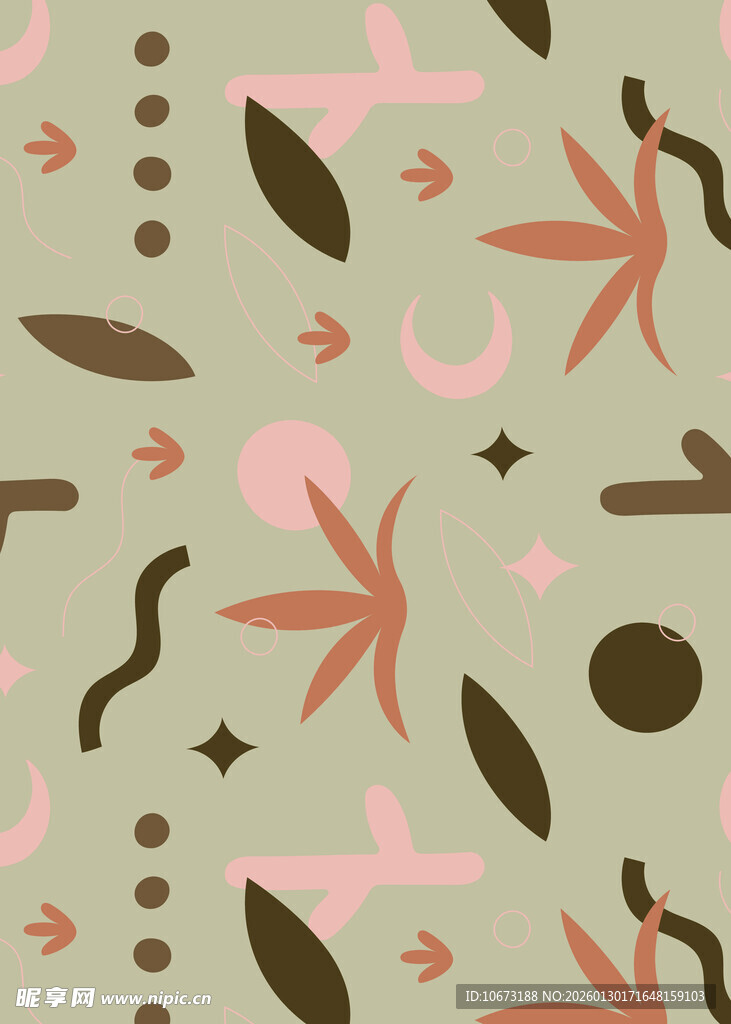 抽象几何植物图案背景