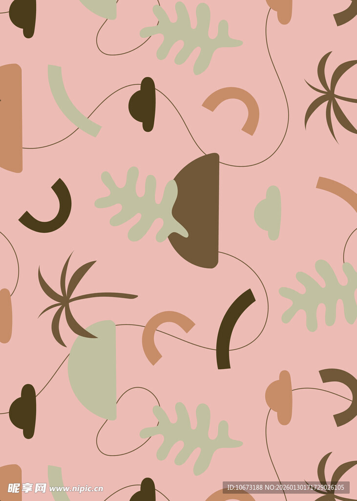 植物元素几何图案背景