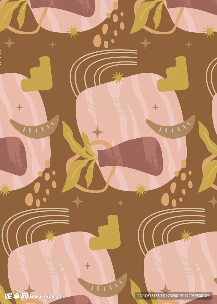 南瓜秋叶图案无缝背景图