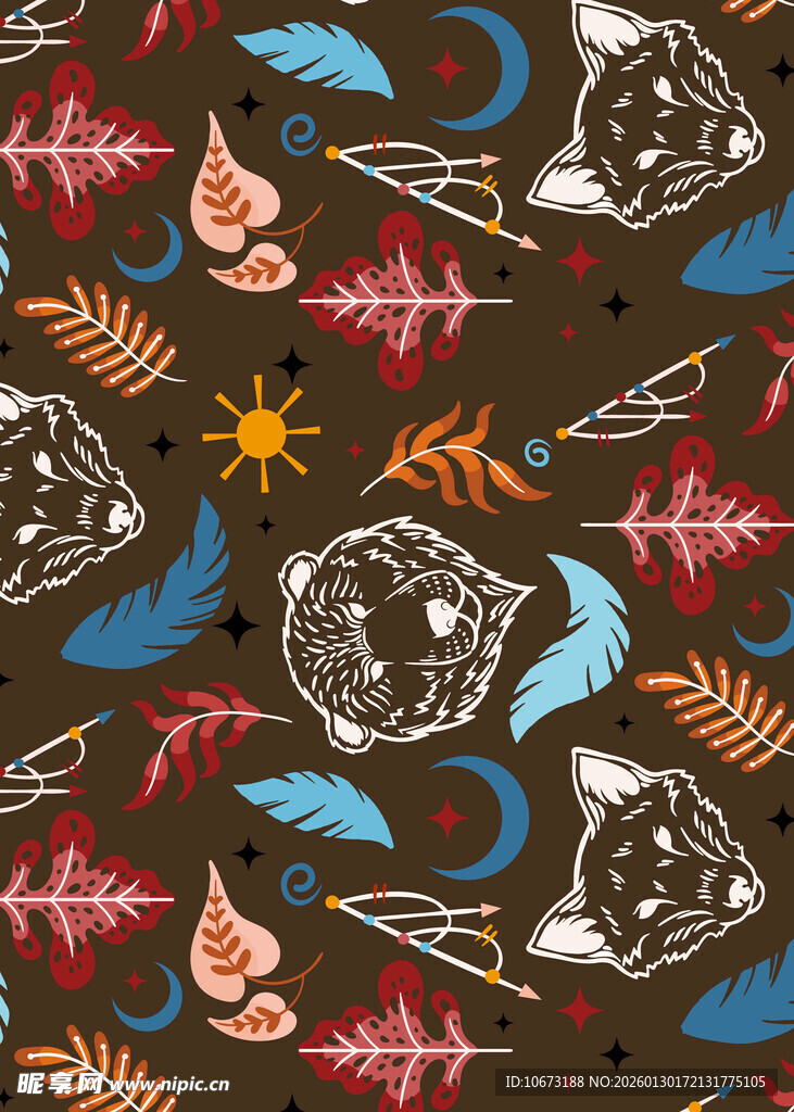 动物元素民族风图案设计