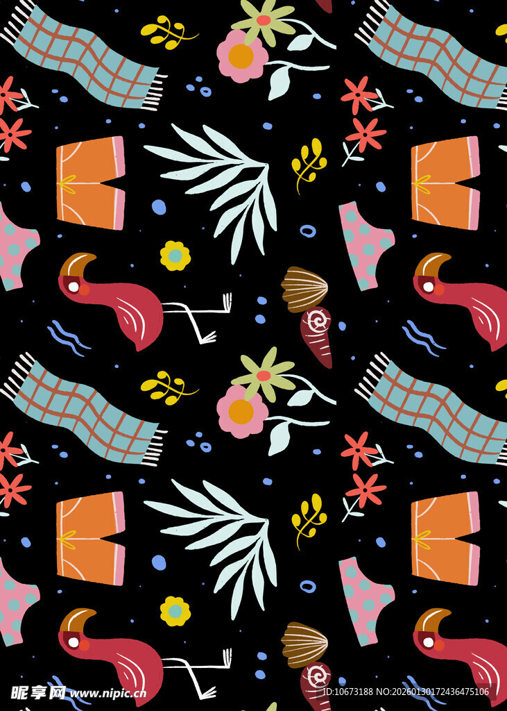 多彩热带风图案背景设计