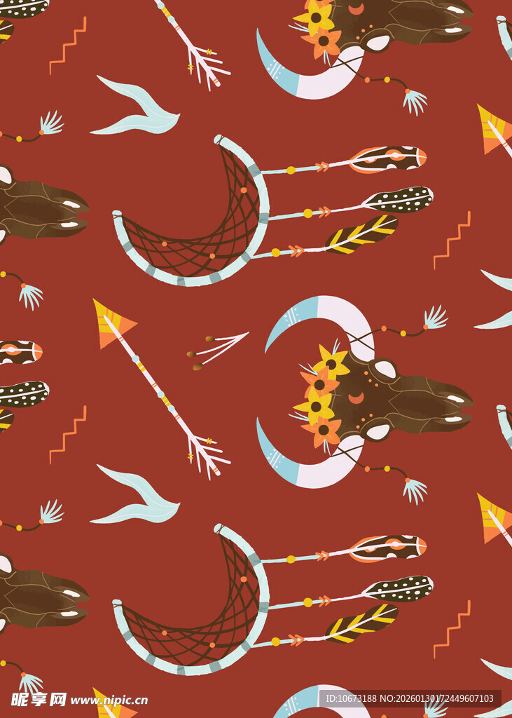 波西米亚风箭头羽毛图案