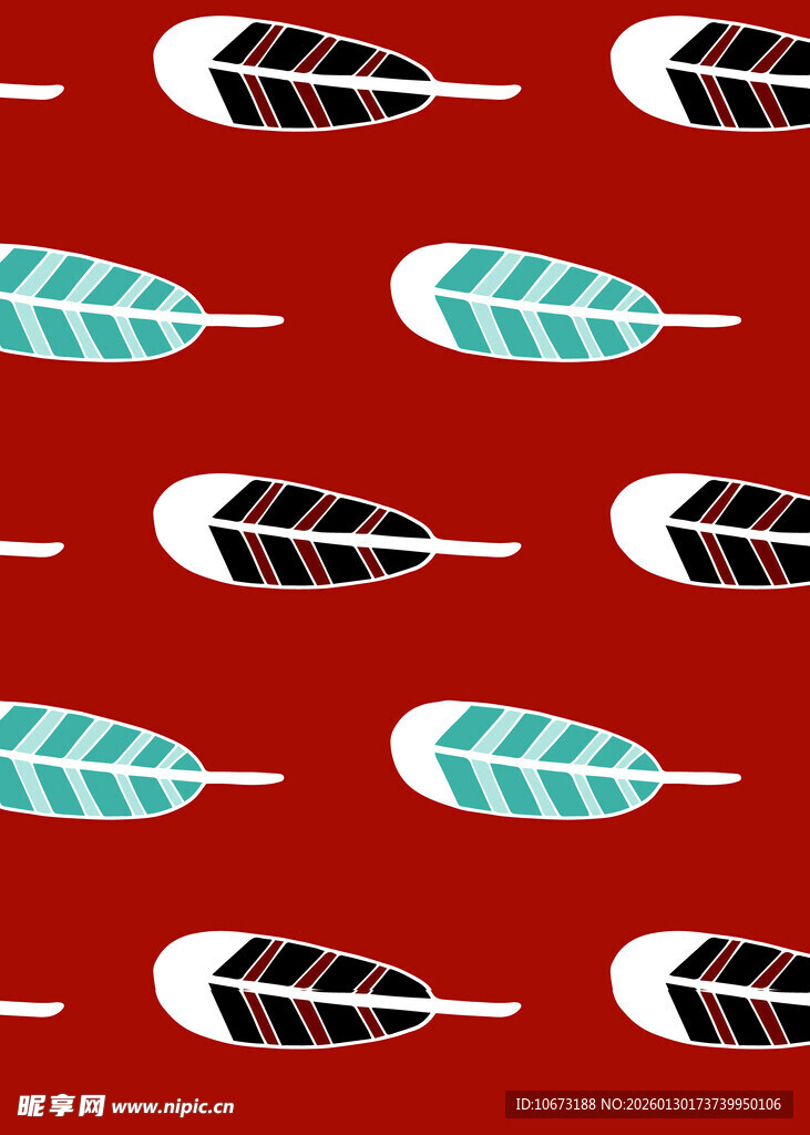 红色背景羽毛图案设计