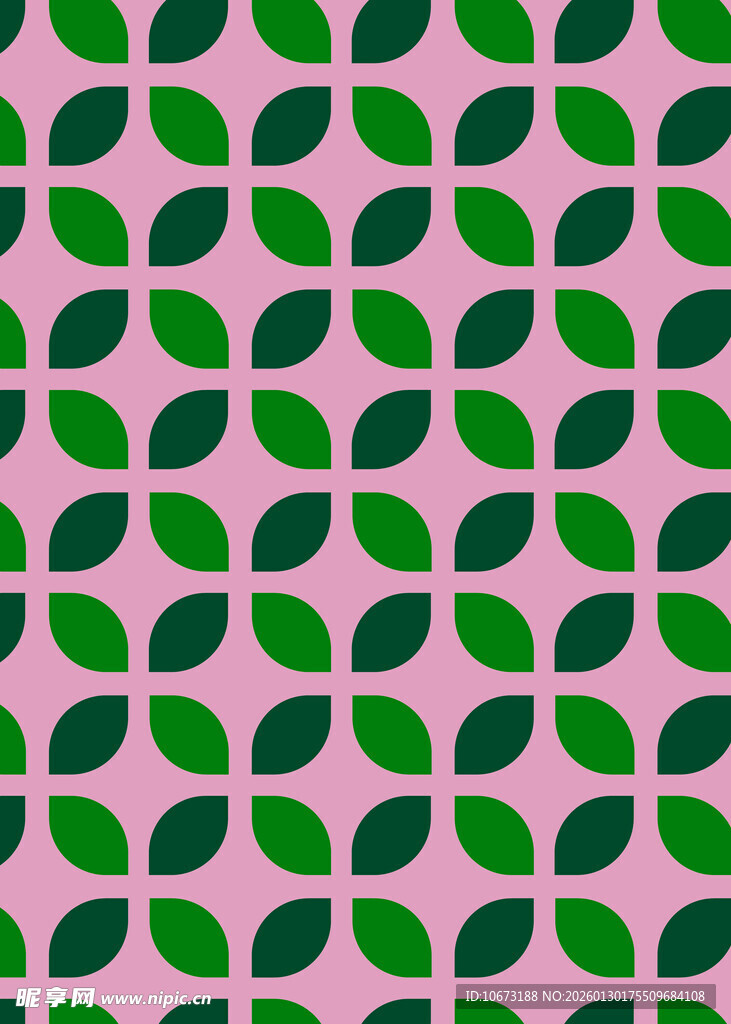 粉色底绿叶图案几何纹理