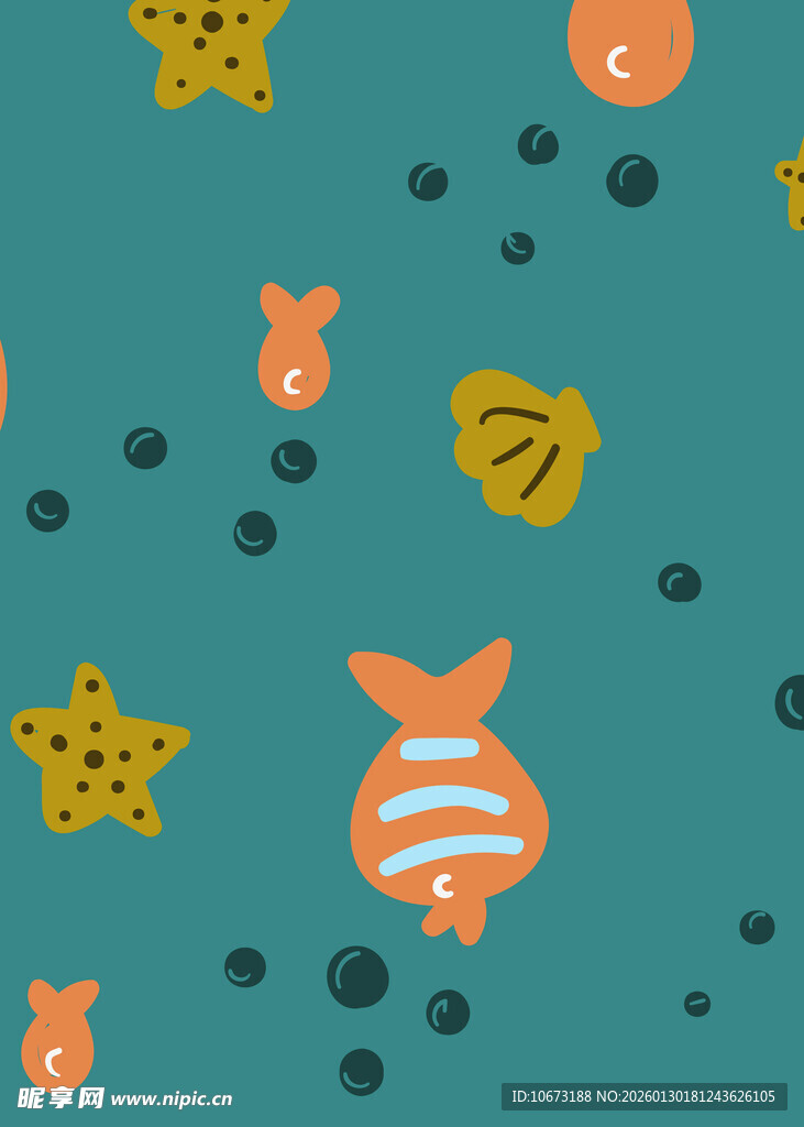 海洋动物图案的清新背景