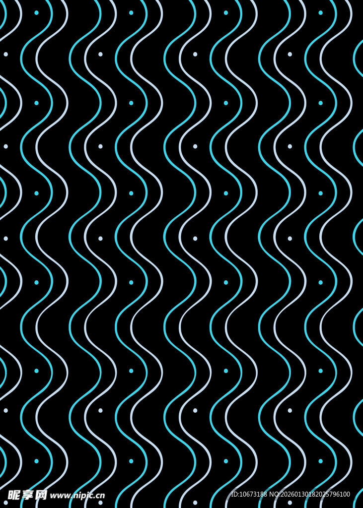 蓝黑波浪线条几何图案