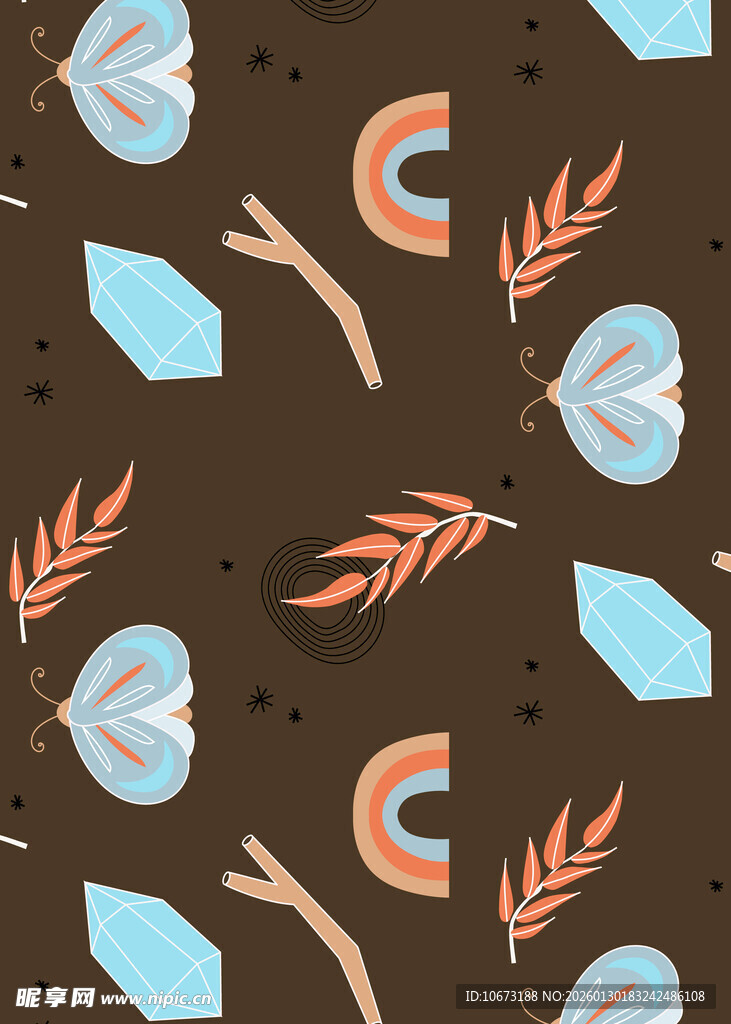 几何植物图案背景纹理