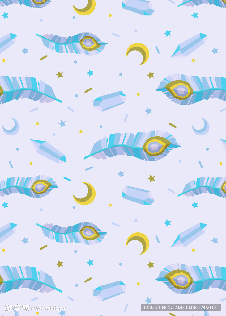 梦幻羽毛星月图案背景