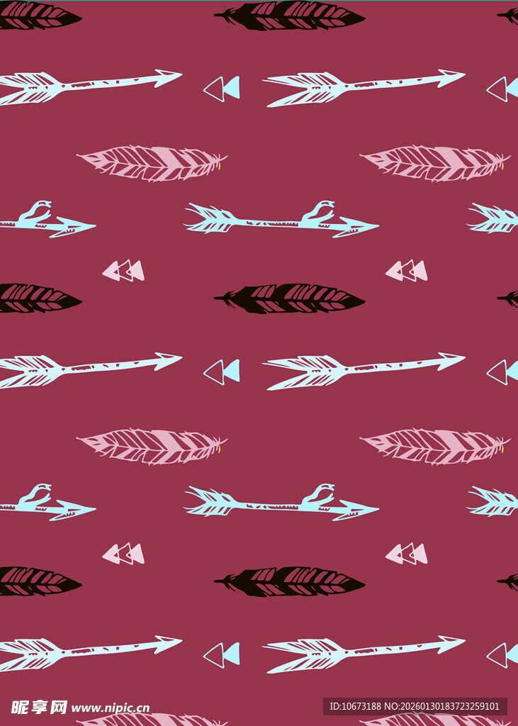 红色底鱼骨箭头图案纹理