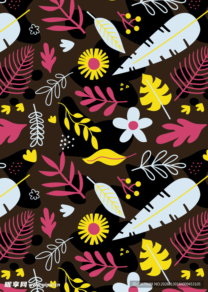 多彩花卉植物图案背景